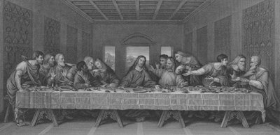 Het Laatste Avondmaal, Matteüs 26, Vers 17-30 door Leonardo da after Vinci